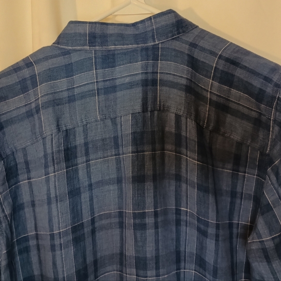 Lauren Ralph Lauren Womens 1X Long Sleeve Linen Shirt Blue Plaid Button Classic - Picture 7 of 10